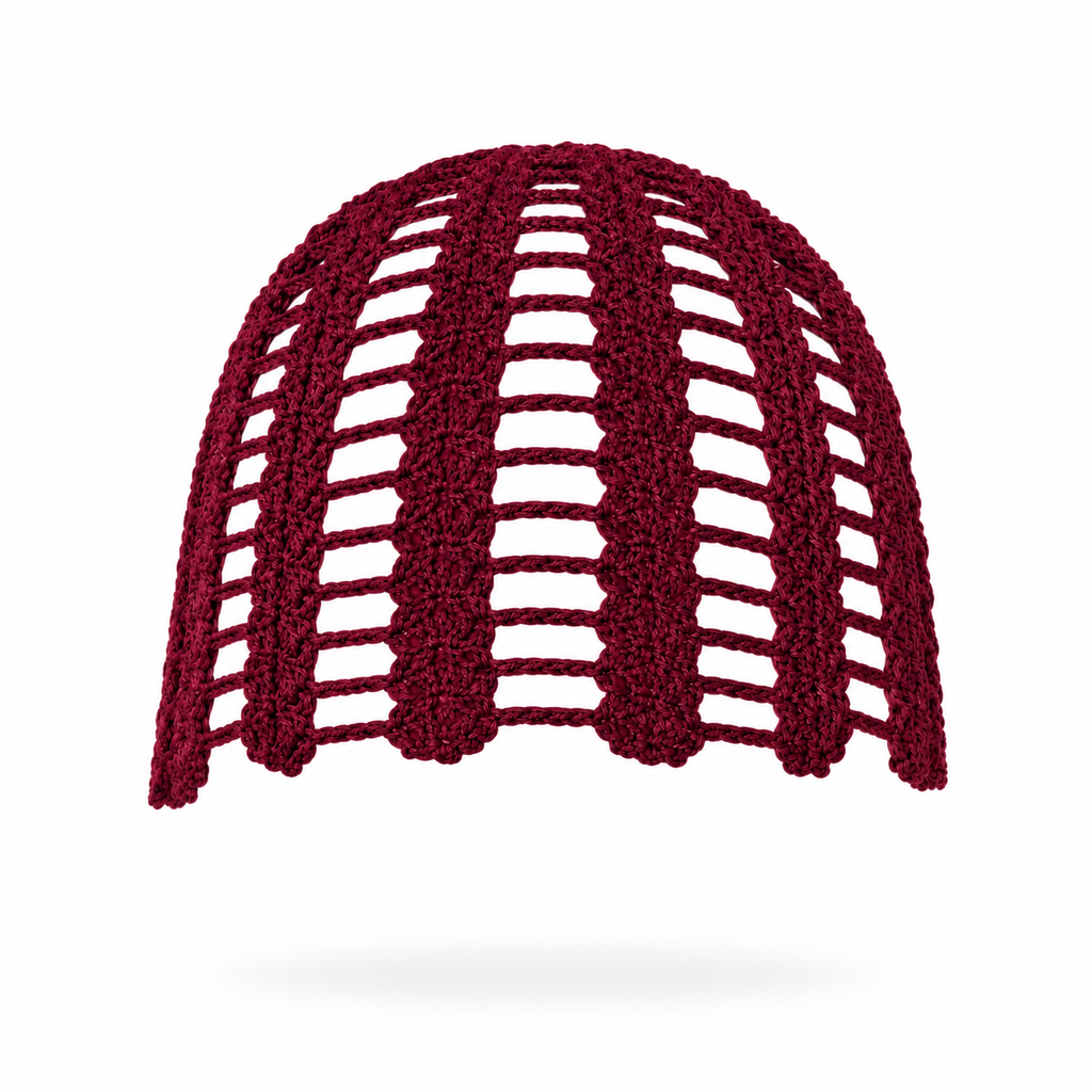 burgundy headpiece